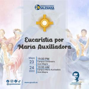 Afiche promocional de la Celebración a María Auxiliadora - sede Guayaquil